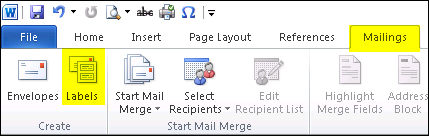 how to print address labels in word 2003